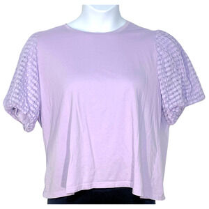 3-FOR-$30 Calvin Klein Sz XL T-Shirt Top Pullover Sheer Balloon Sleeve Purple